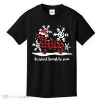Merry Christmas Dachshund Dog Through The Snow Kids T-Shirt thumb 0
