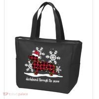 Merry Christmas Dachshund Dog Through The Snow Tote Bag thumb 3