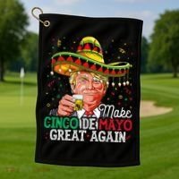 Make Cinco De Mayo Great Again Trump Sombrero Golf Towel thumb 1