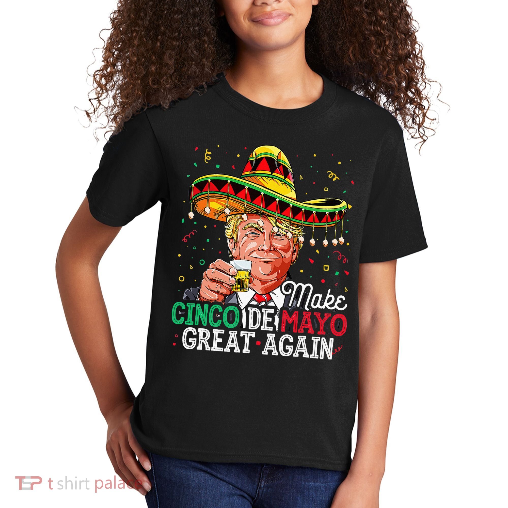 Make Cinco De Mayo Great Again Trump Sombrero Kids T-Shirt