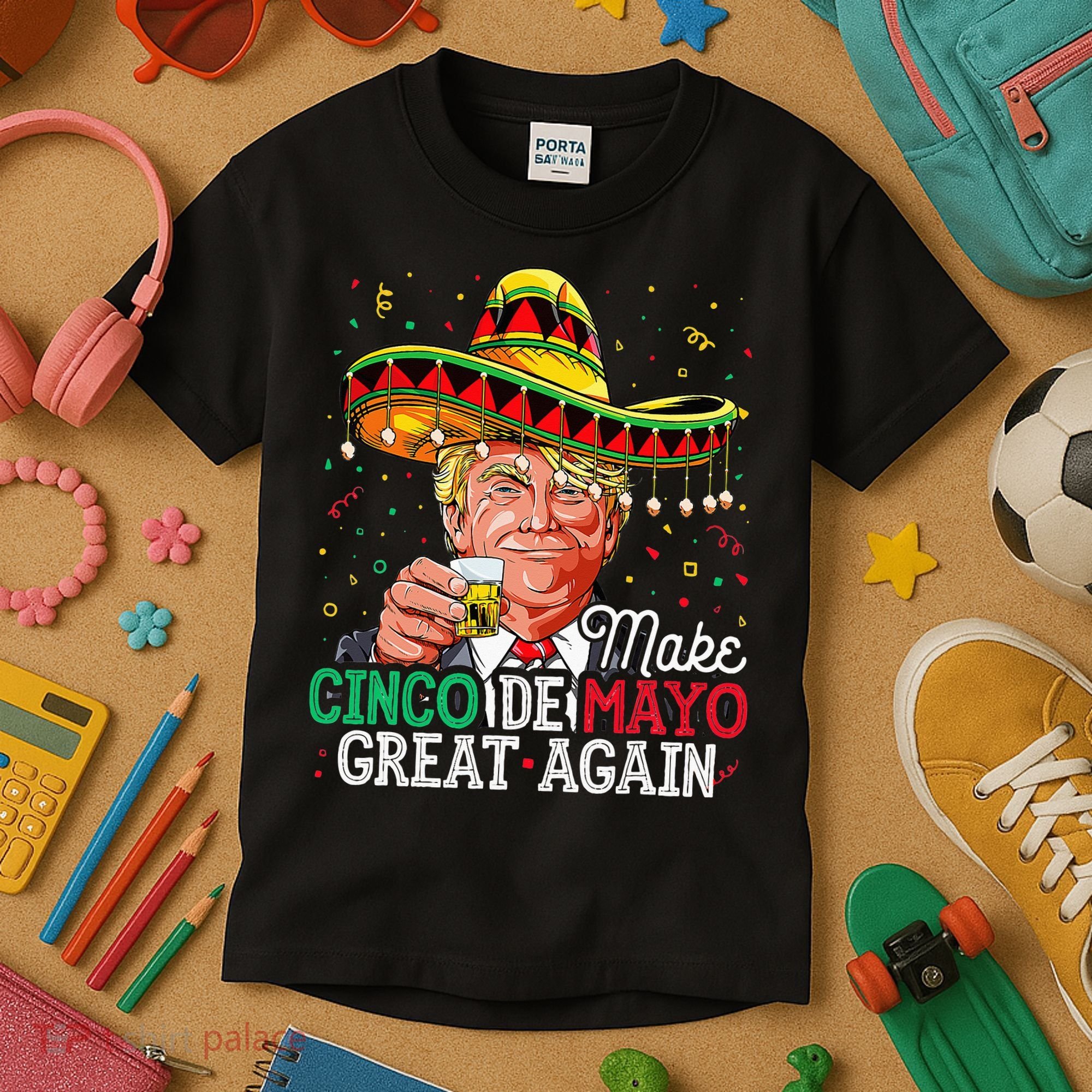 Make Cinco De Mayo Great Again Trump Sombrero Kids T-Shirt