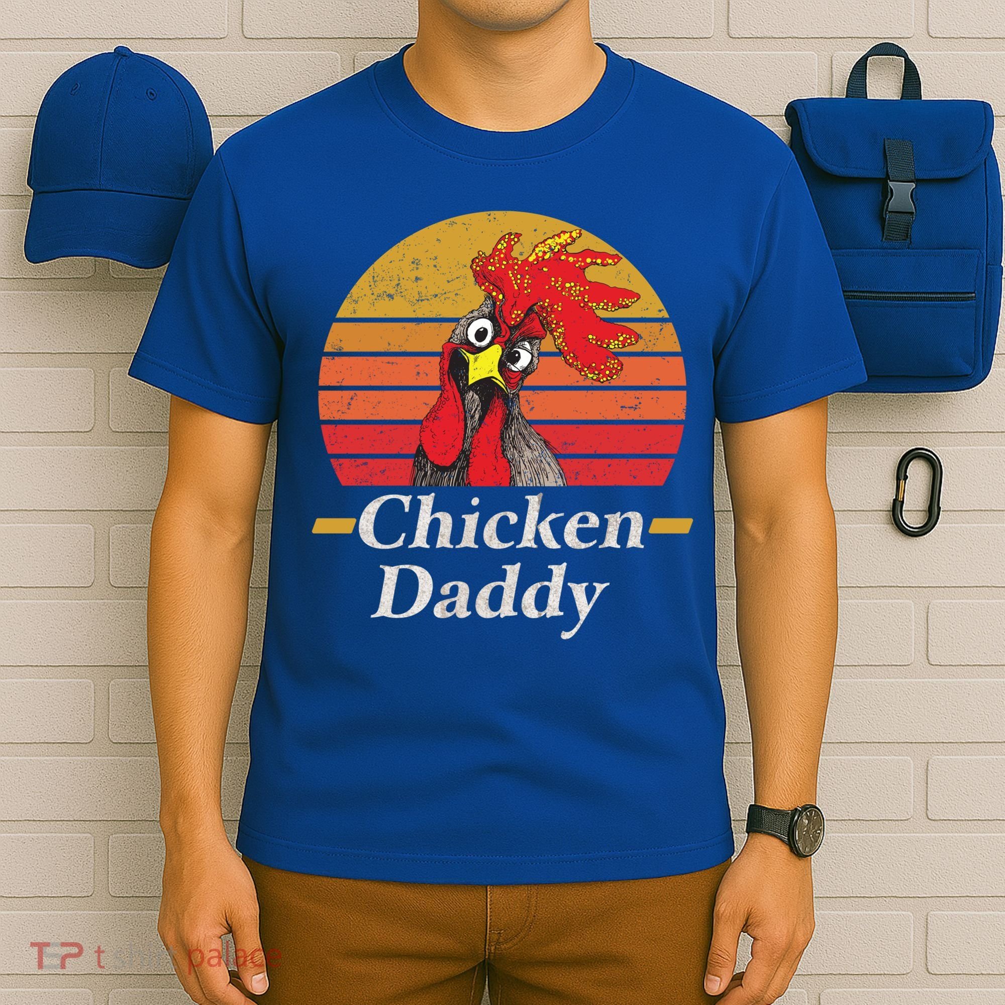 Mens Chicken Daddy Vintage Poultry Farmer Rooster Cool Gift T-Shirt
