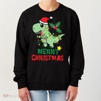Merry Christmas Dino Holiday Women's Sweatshirt thumb 0