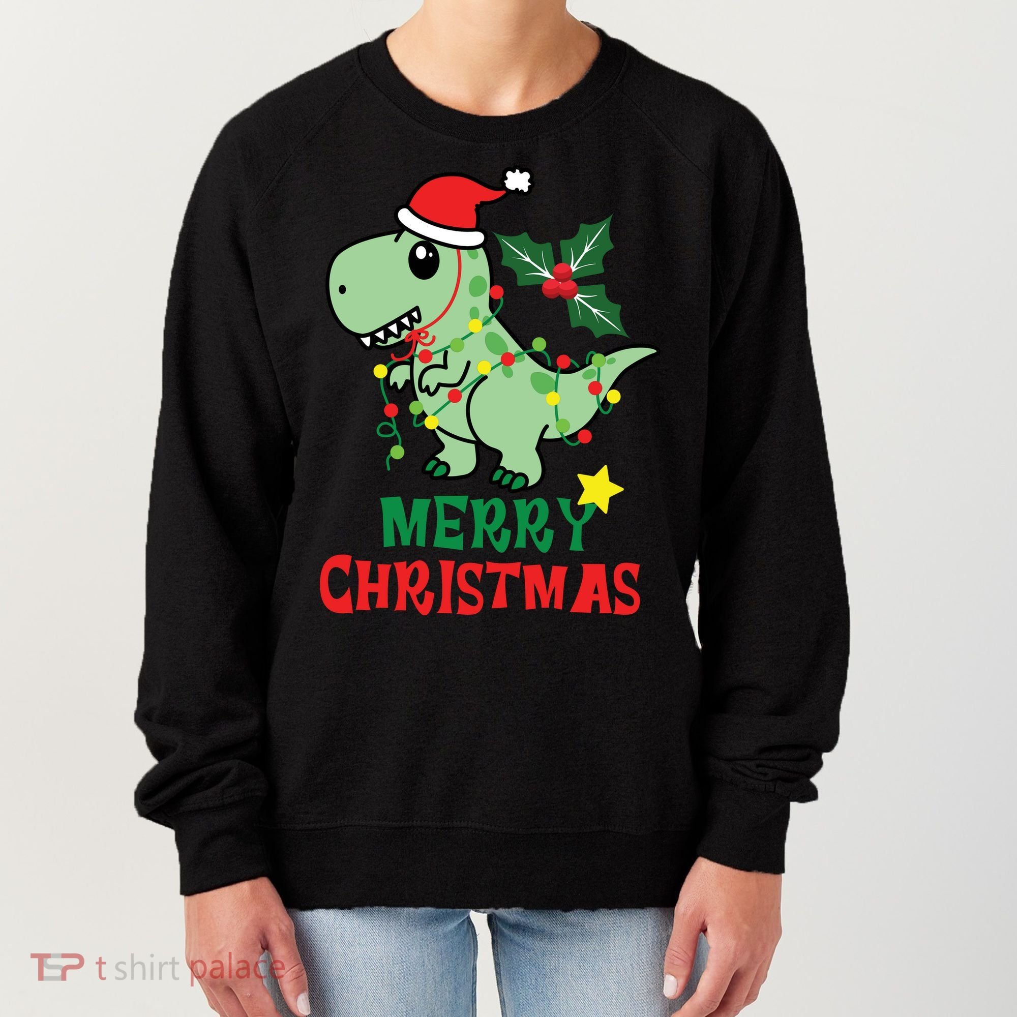 Merry Christmas Dino Holiday Women's Sweatshirt