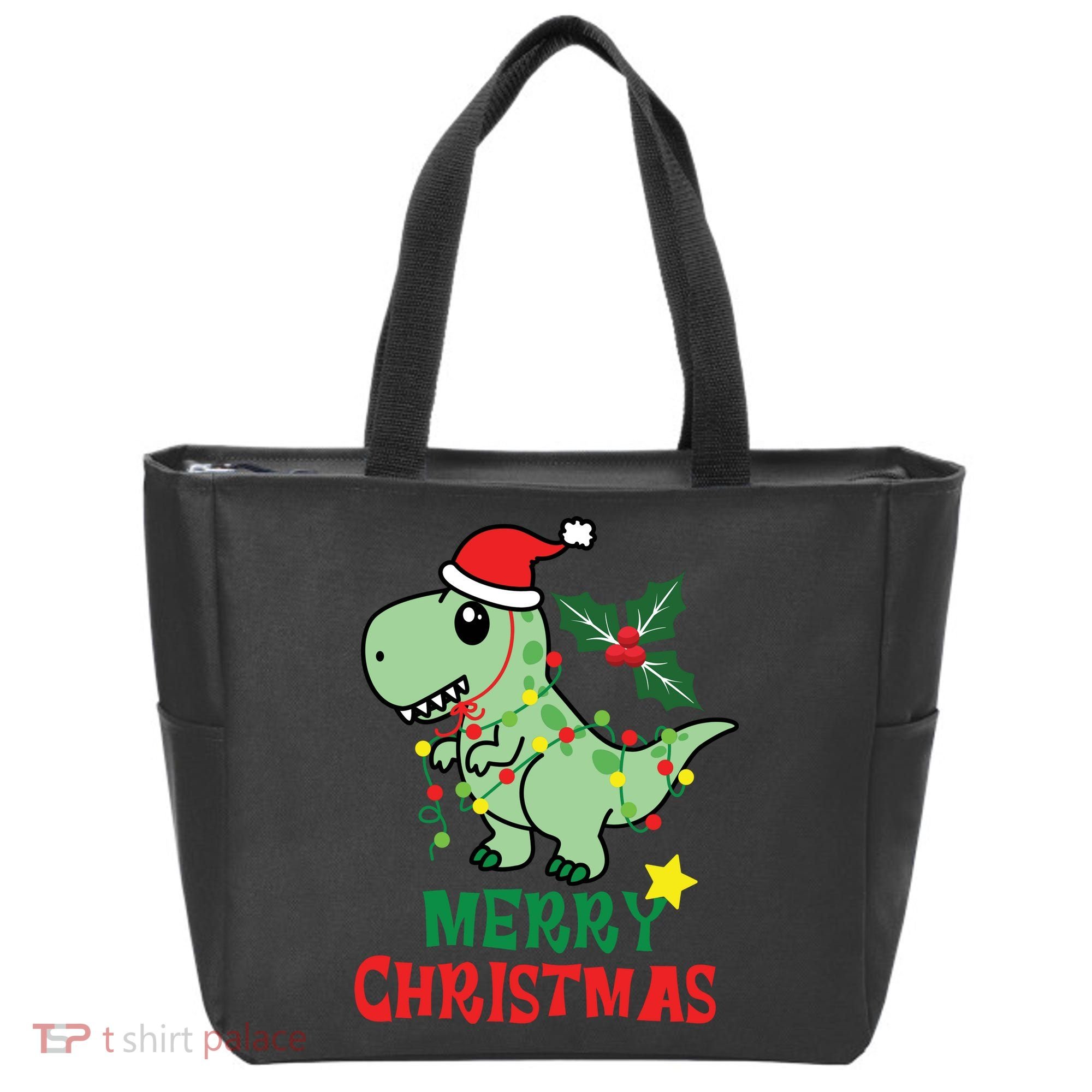 Merry Christmas Dino Holiday Tote Bag