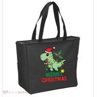 Merry Christmas Dino Holiday Tote Bag thumb 2