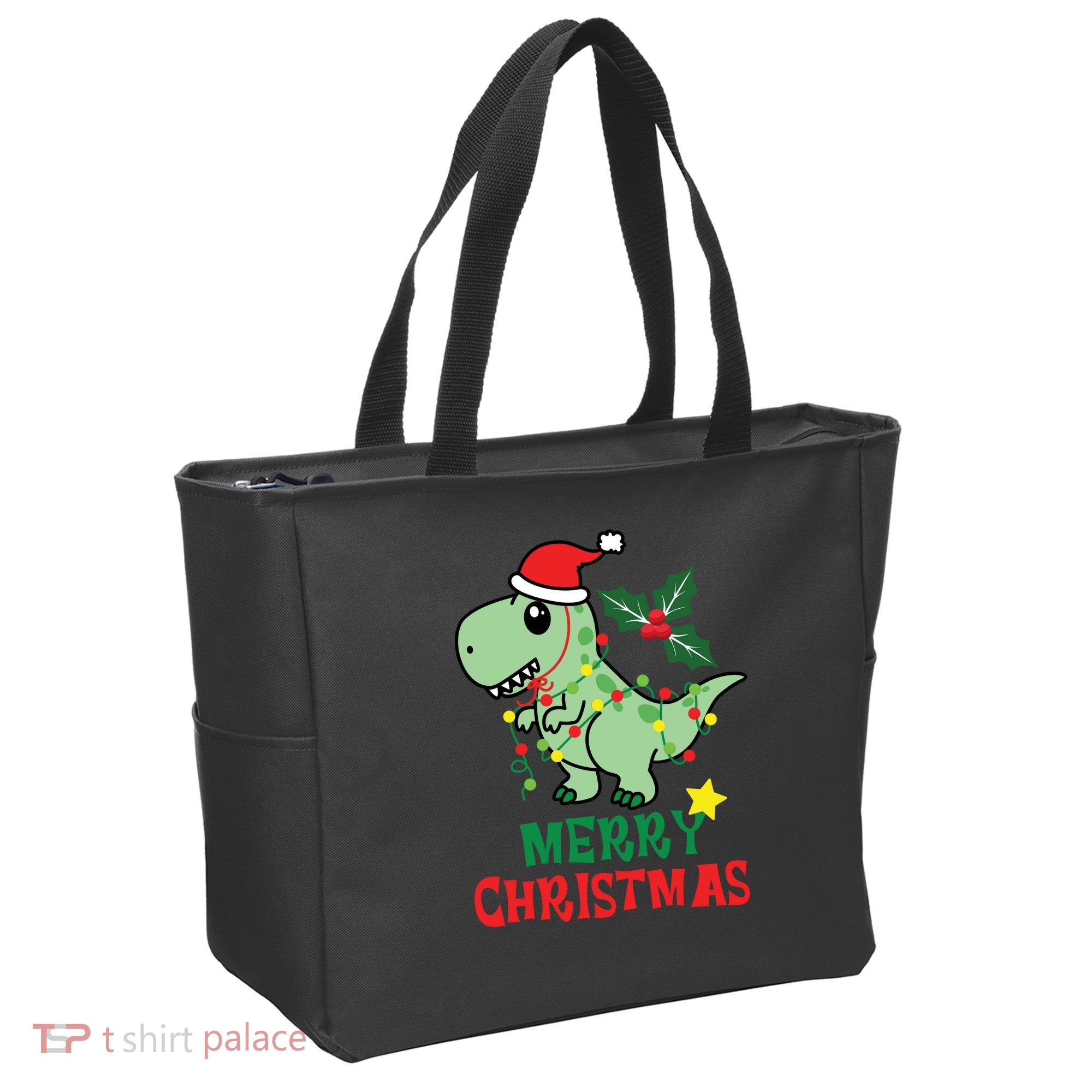 Merry Christmas Dino Holiday Tote Bag
