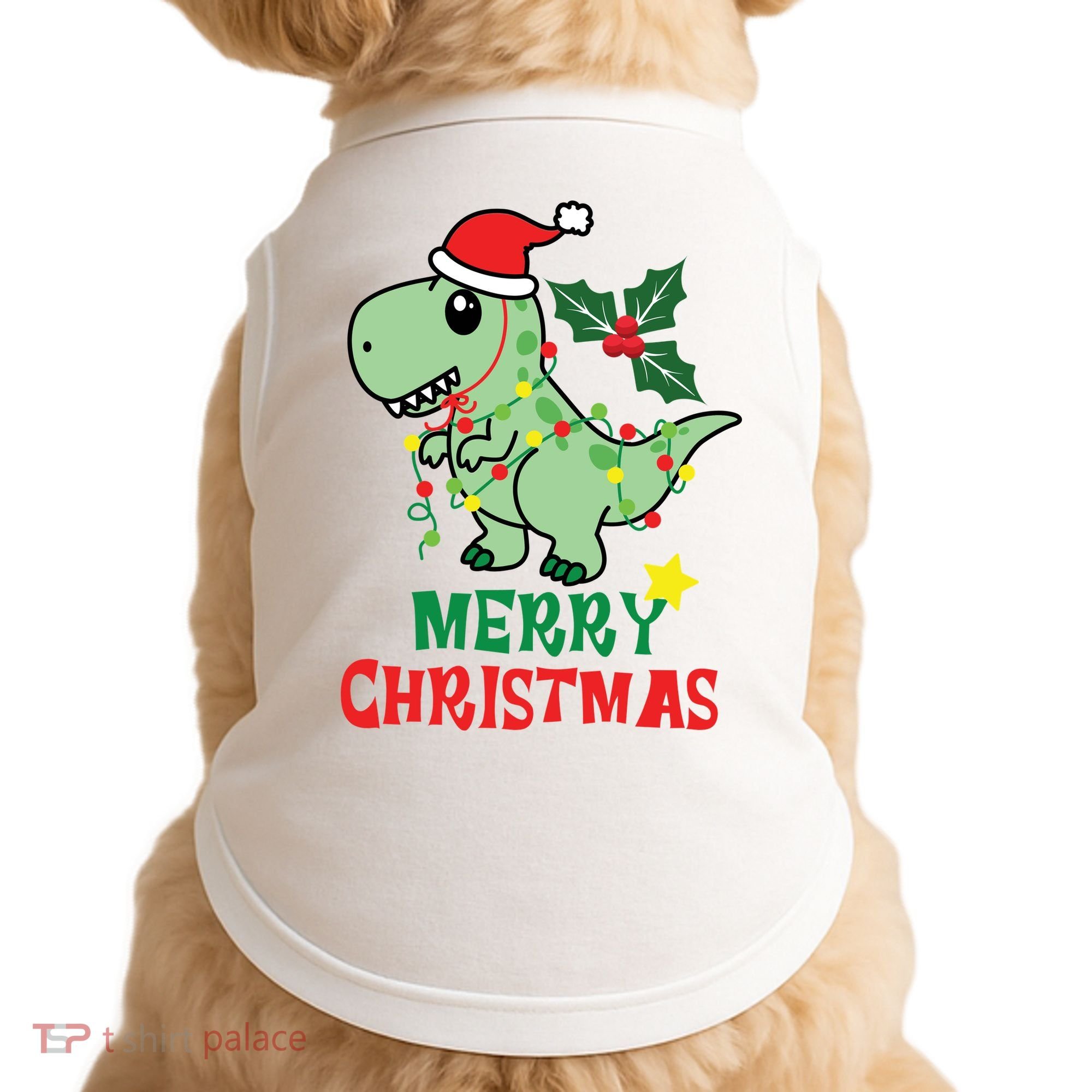 Merry Christmas Dino Holiday Doggie Tank