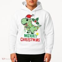 Merry Christmas Dino Holiday Hoodie thumb 2