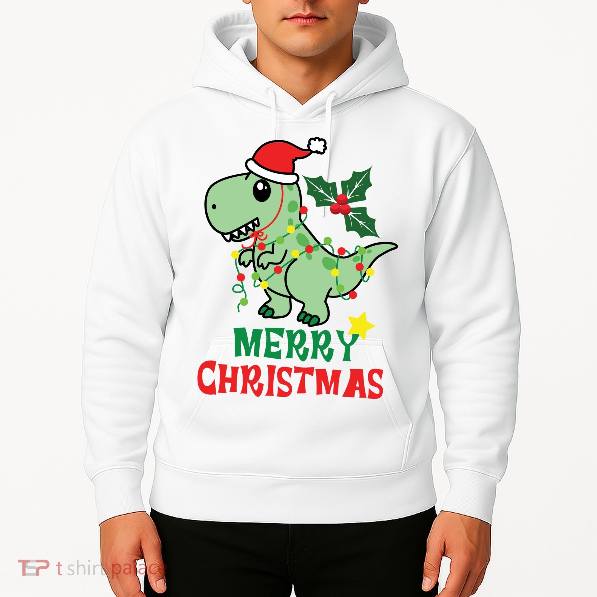 Merry Christmas Dino Holiday Hoodie