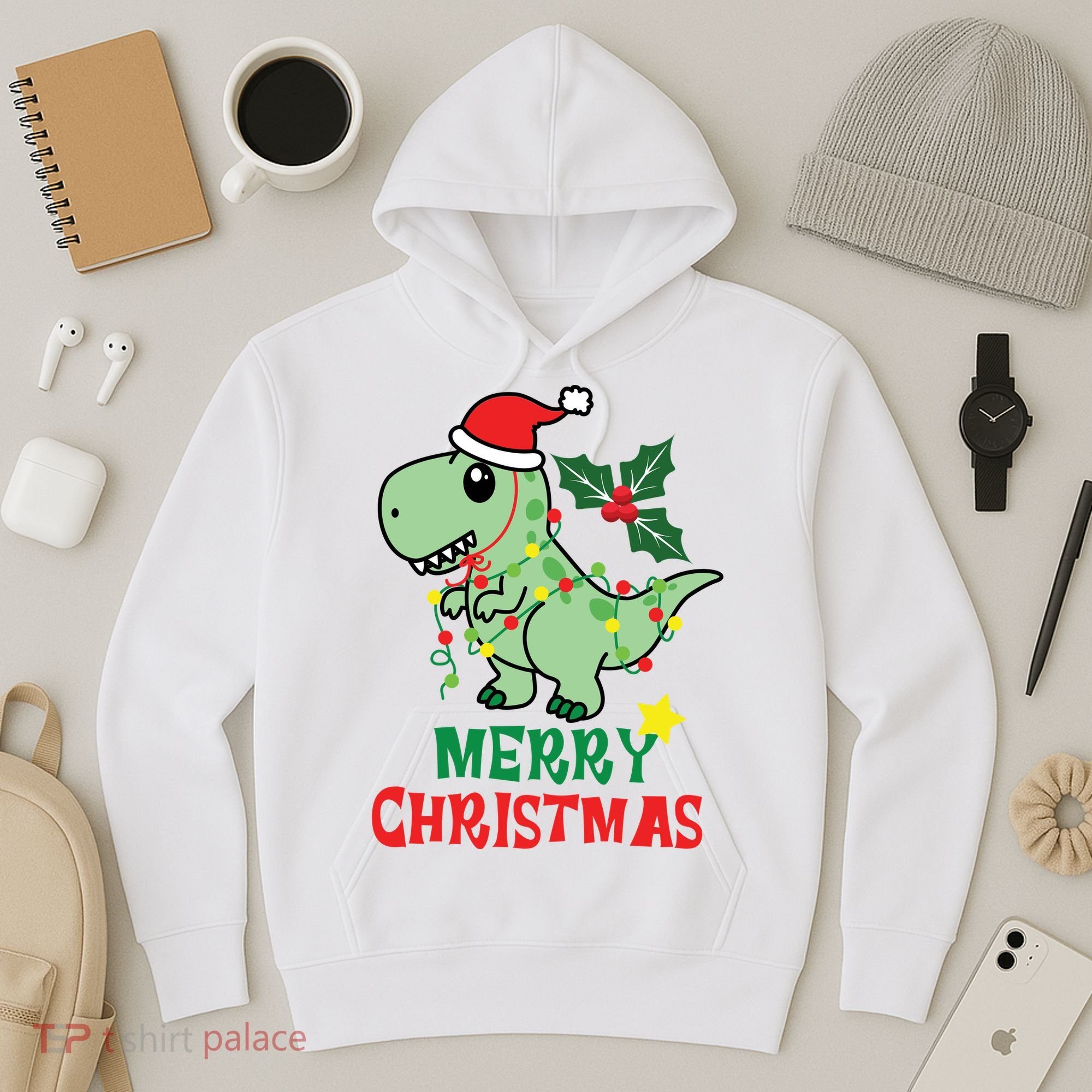 Merry Christmas Dino Holiday Hoodie