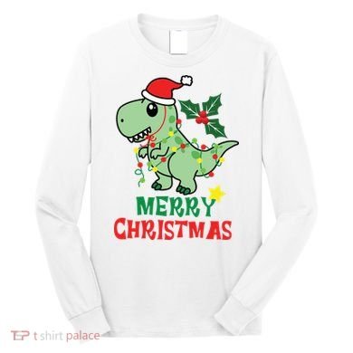Merry Christmas Dino Holiday Long Sleeve Shirt