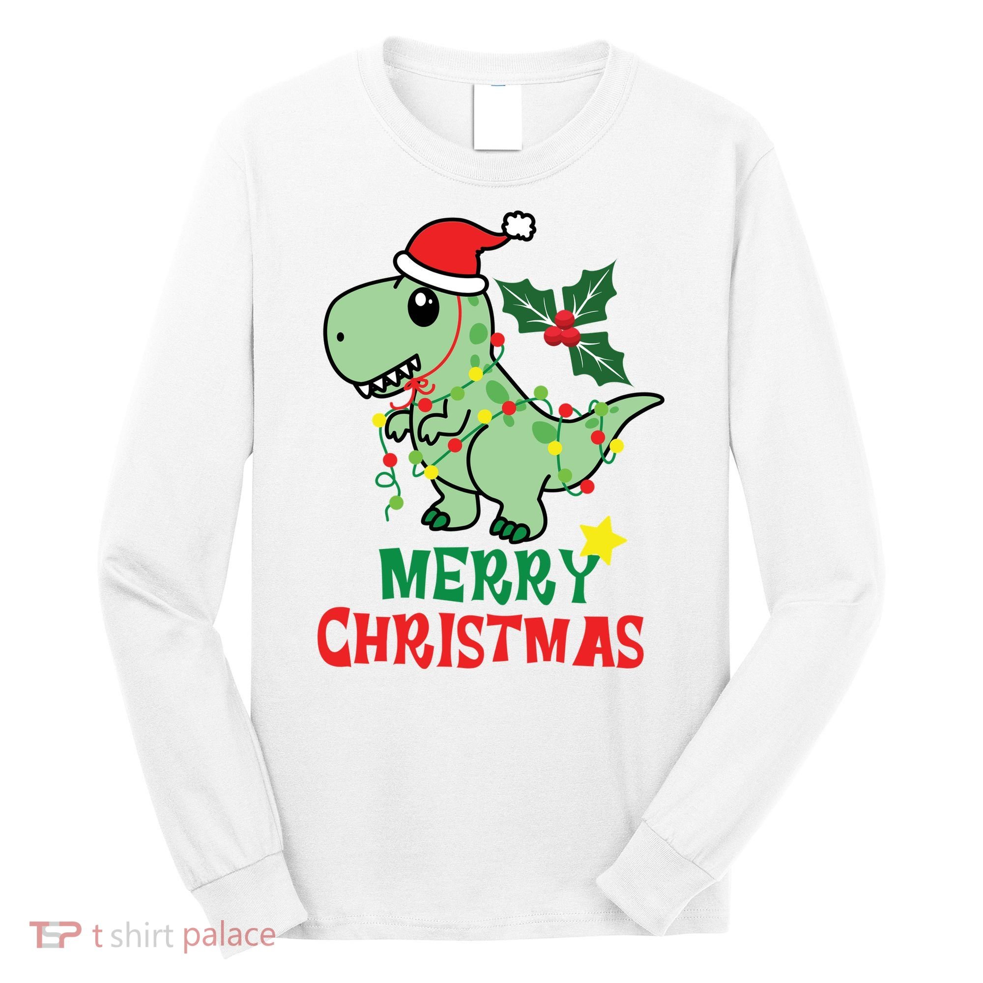 Merry Christmas Dino Holiday Long Sleeve Shirt