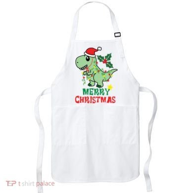 Merry Christmas Dino Holiday Apron