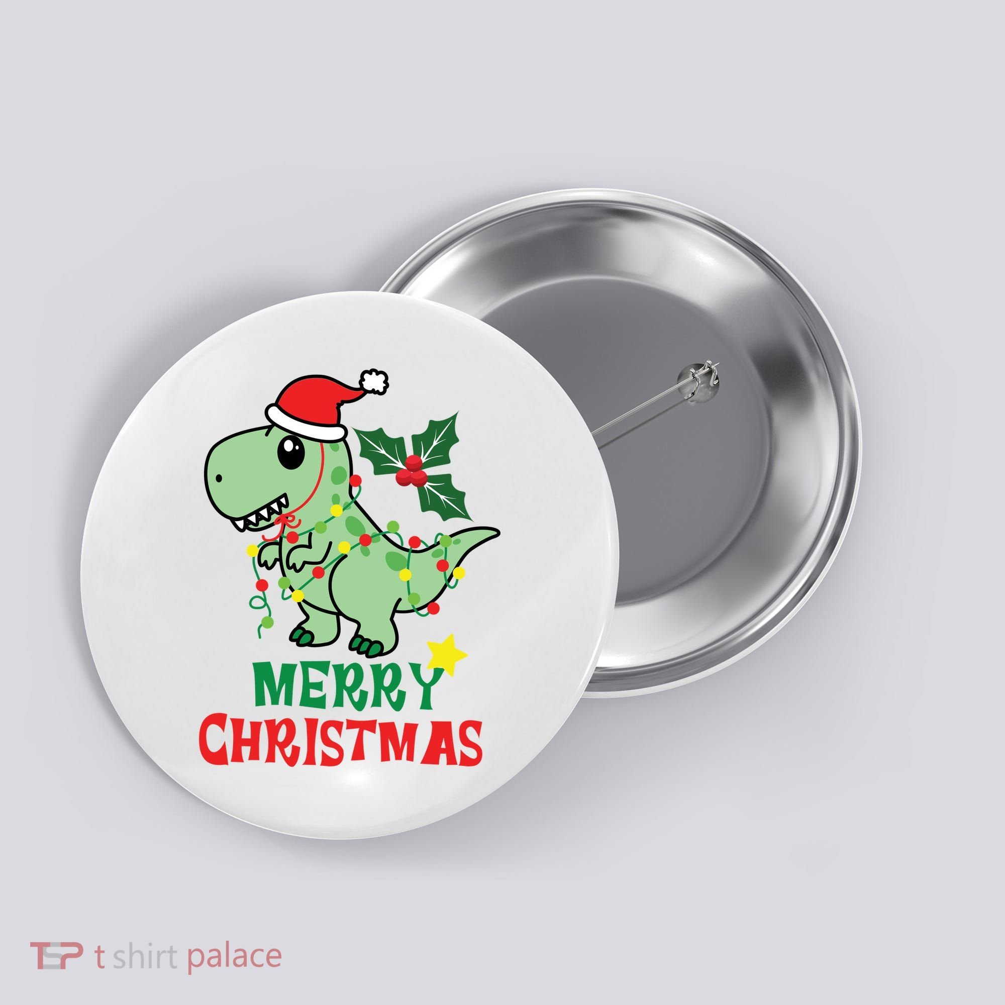 Merry Christmas Dino Holiday Button