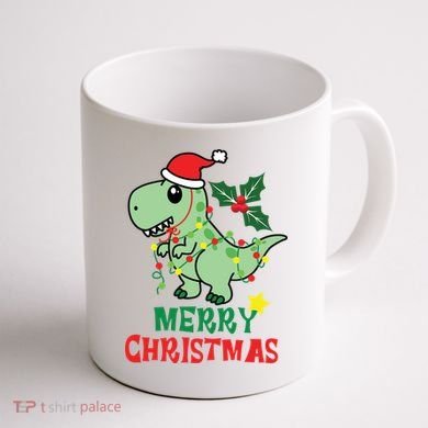 Merry Christmas Dino Holiday Coffee Mug back