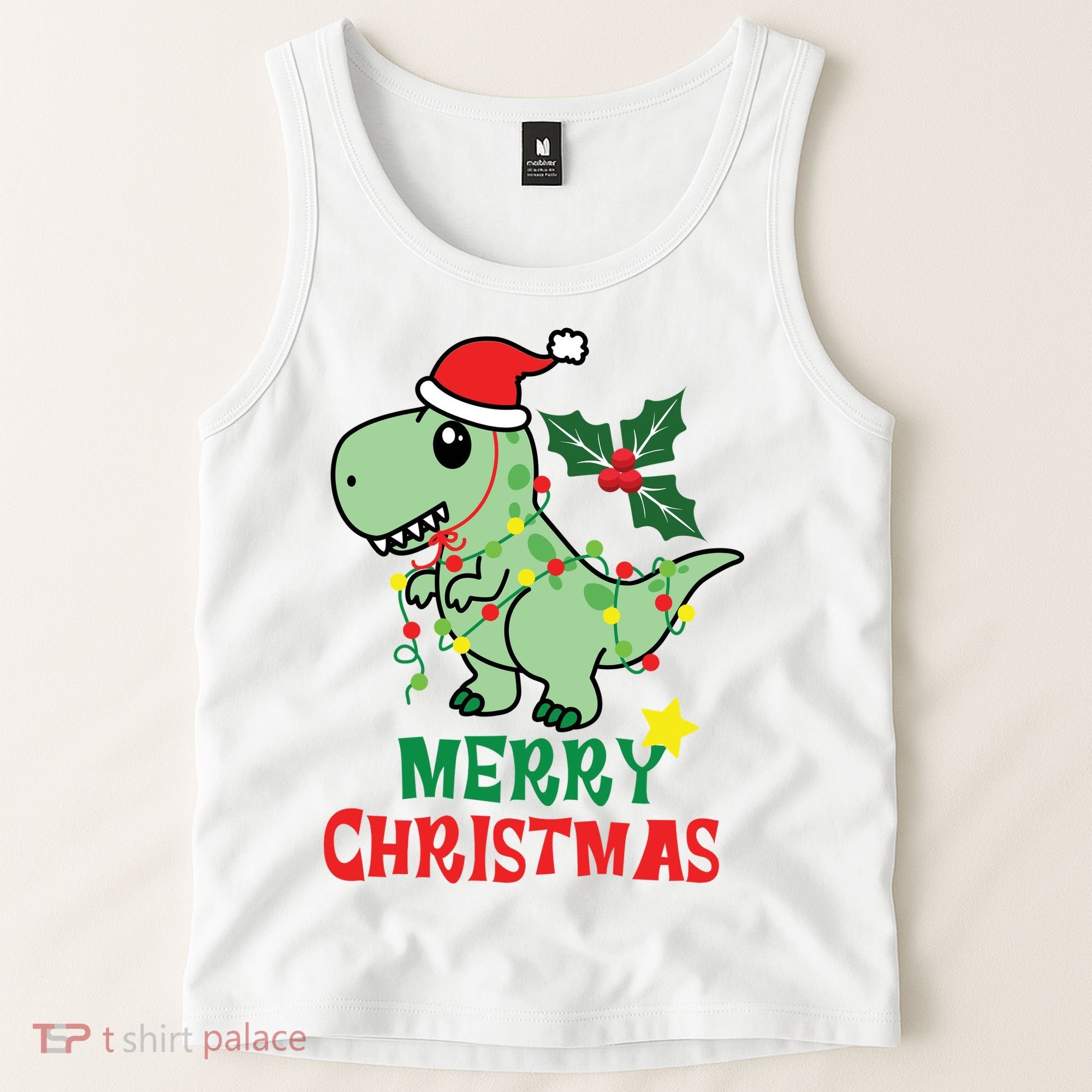 Merry Christmas Dino Holiday Tank Top