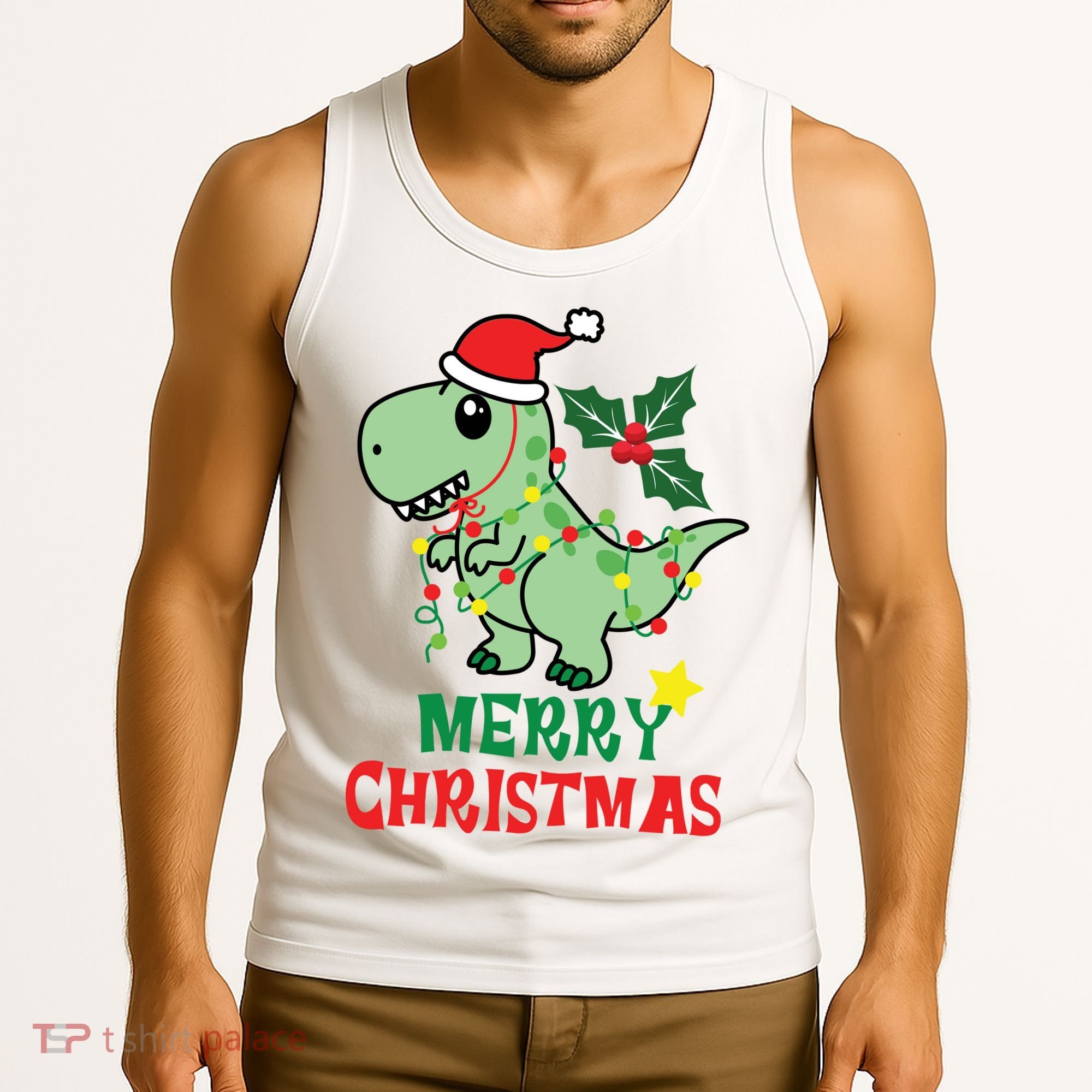 Merry Christmas Dino Holiday Tank Top