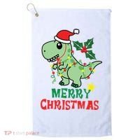 Merry Christmas Dino Holiday Golf Towel thumb 0