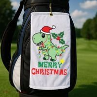 Merry Christmas Dino Holiday Golf Towel thumb 2