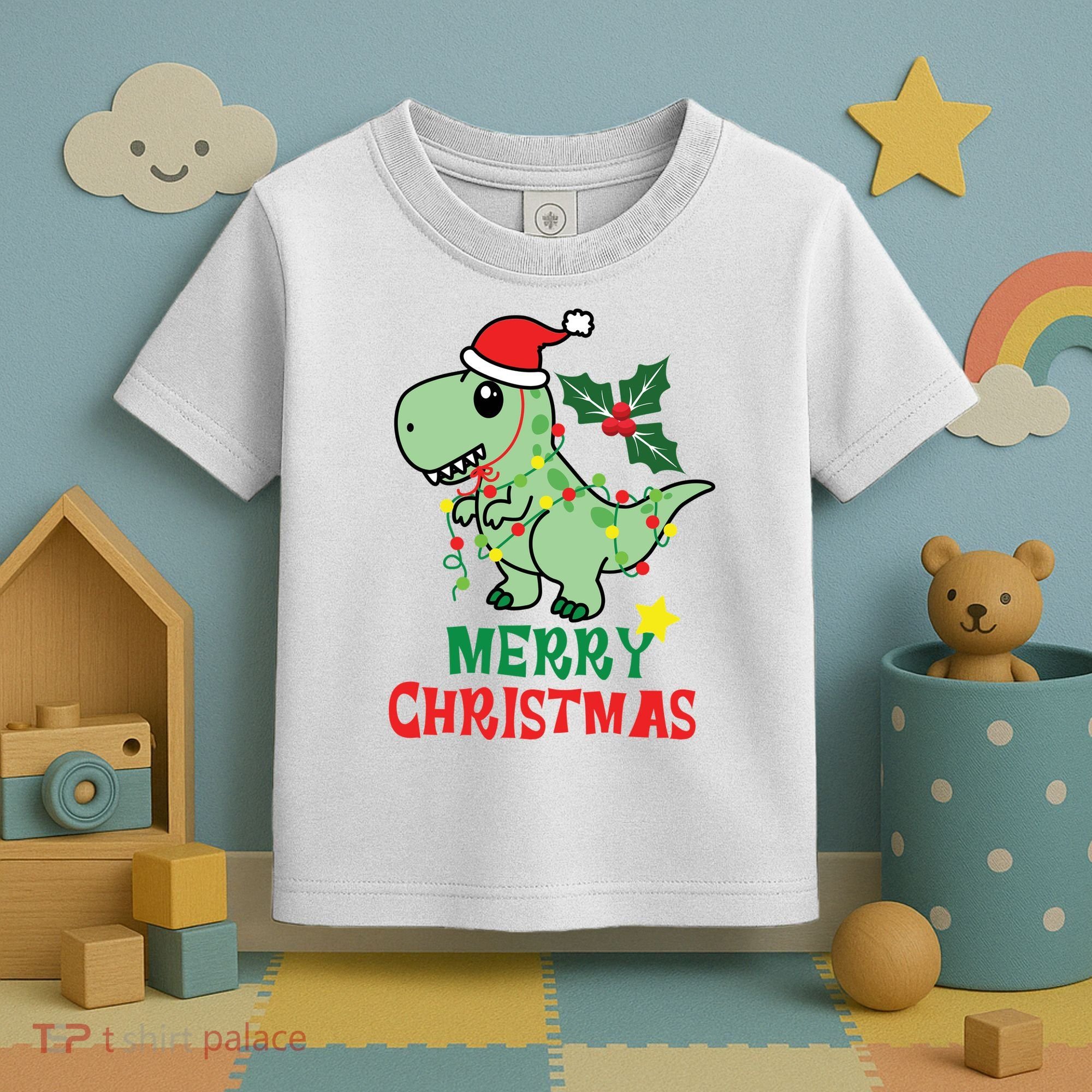 Merry Christmas Dino Holiday Toddler T-Shirt
