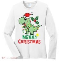 Merry Christmas Dino Holiday Women's Long Sleeve Shirt thumb 0