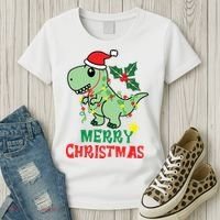 Merry Christmas Dino Holiday Women's T-Shirt thumb 3
