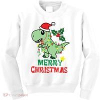 Merry Christmas Dino Holiday Kids Sweatshirt thumb 0