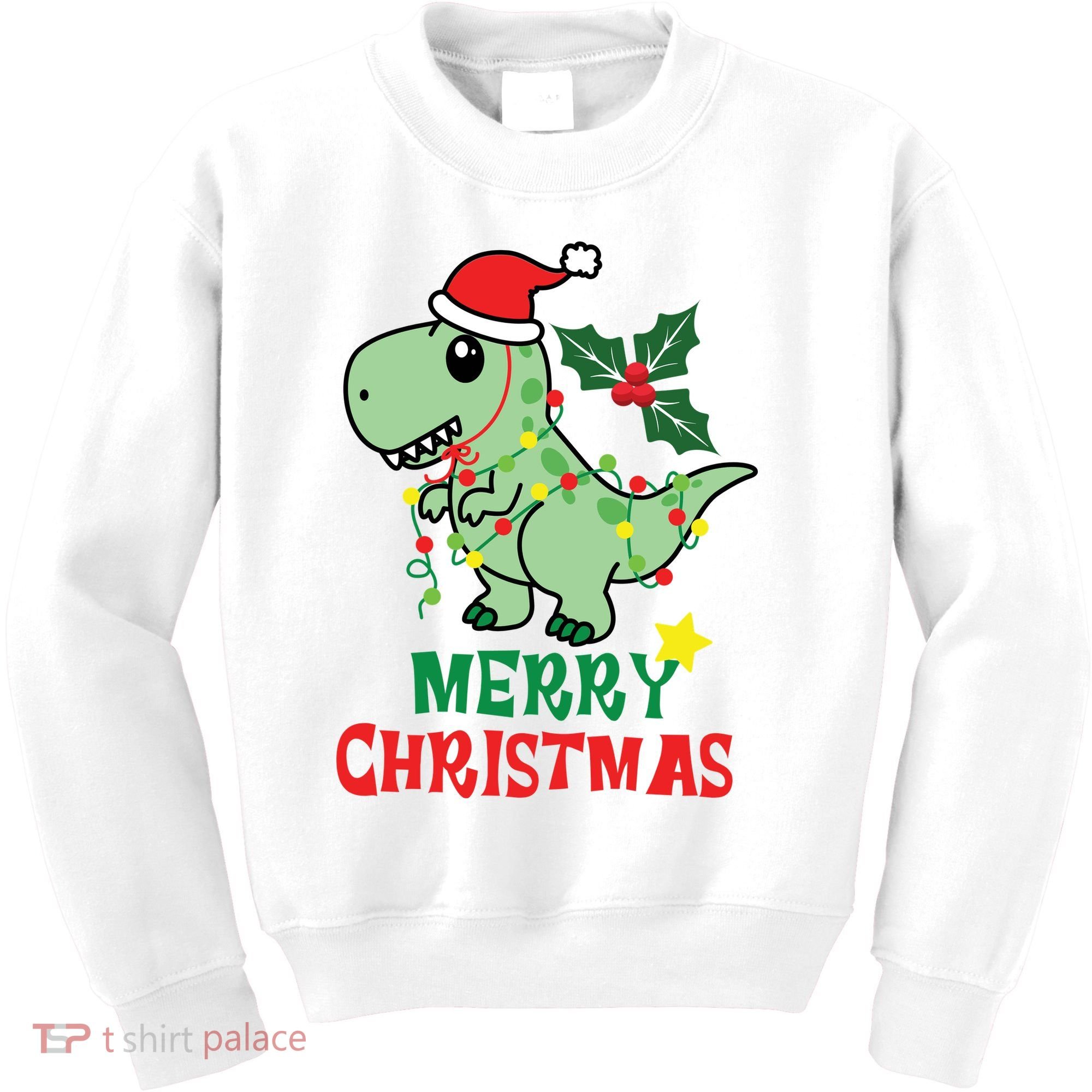Merry Christmas Dino Holiday Kids Sweatshirt