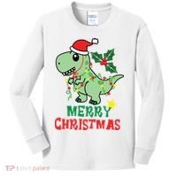 Merry Christmas Dino Holiday Kids Long Sleeve Shirt thumb 0