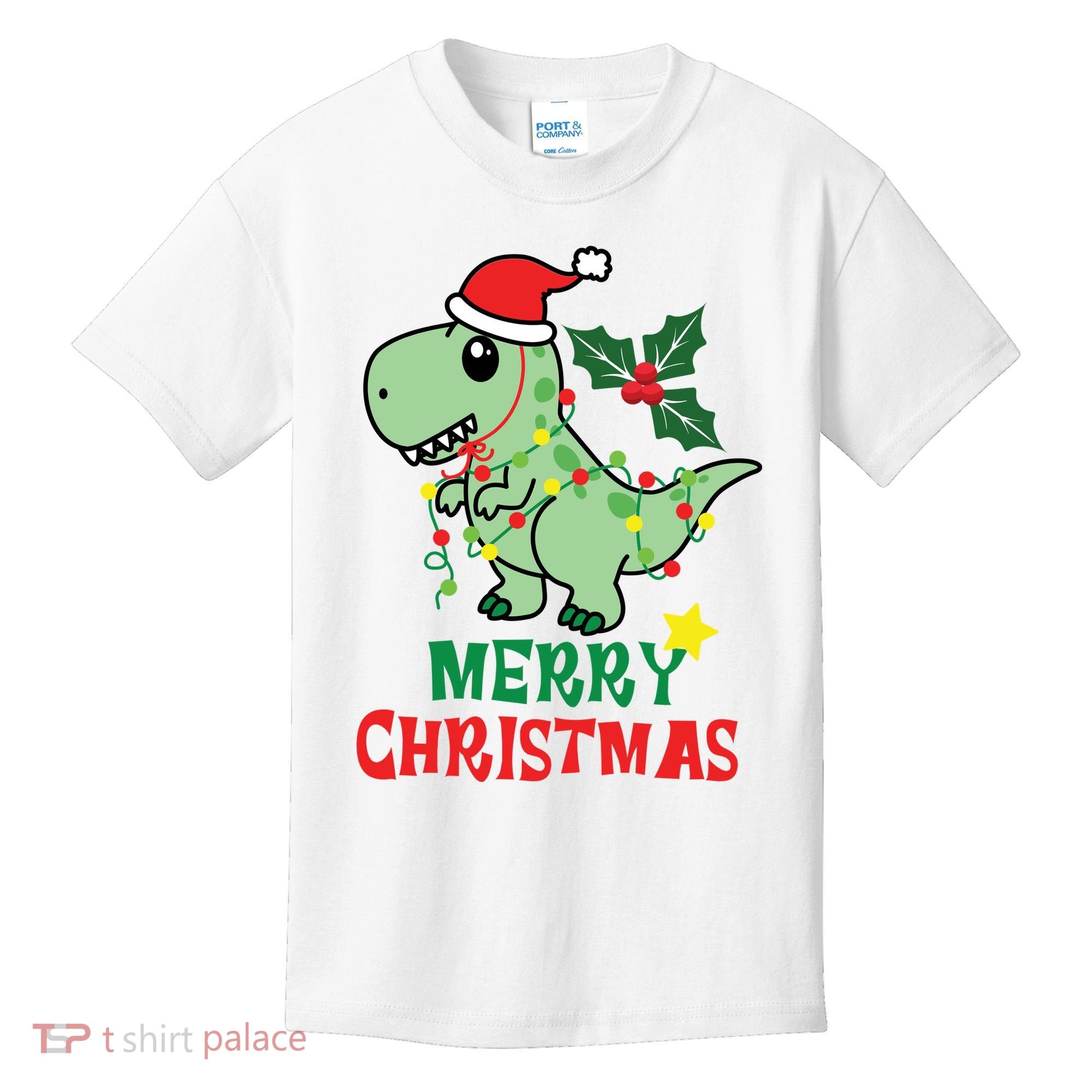 Merry Christmas Dino Holiday Kids T-Shirt