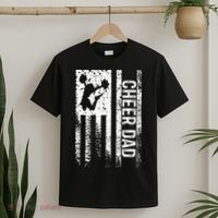 Mens Cheer Dad Vintage American Flag Father Cheerleader Squad T-Shirt thumb 2