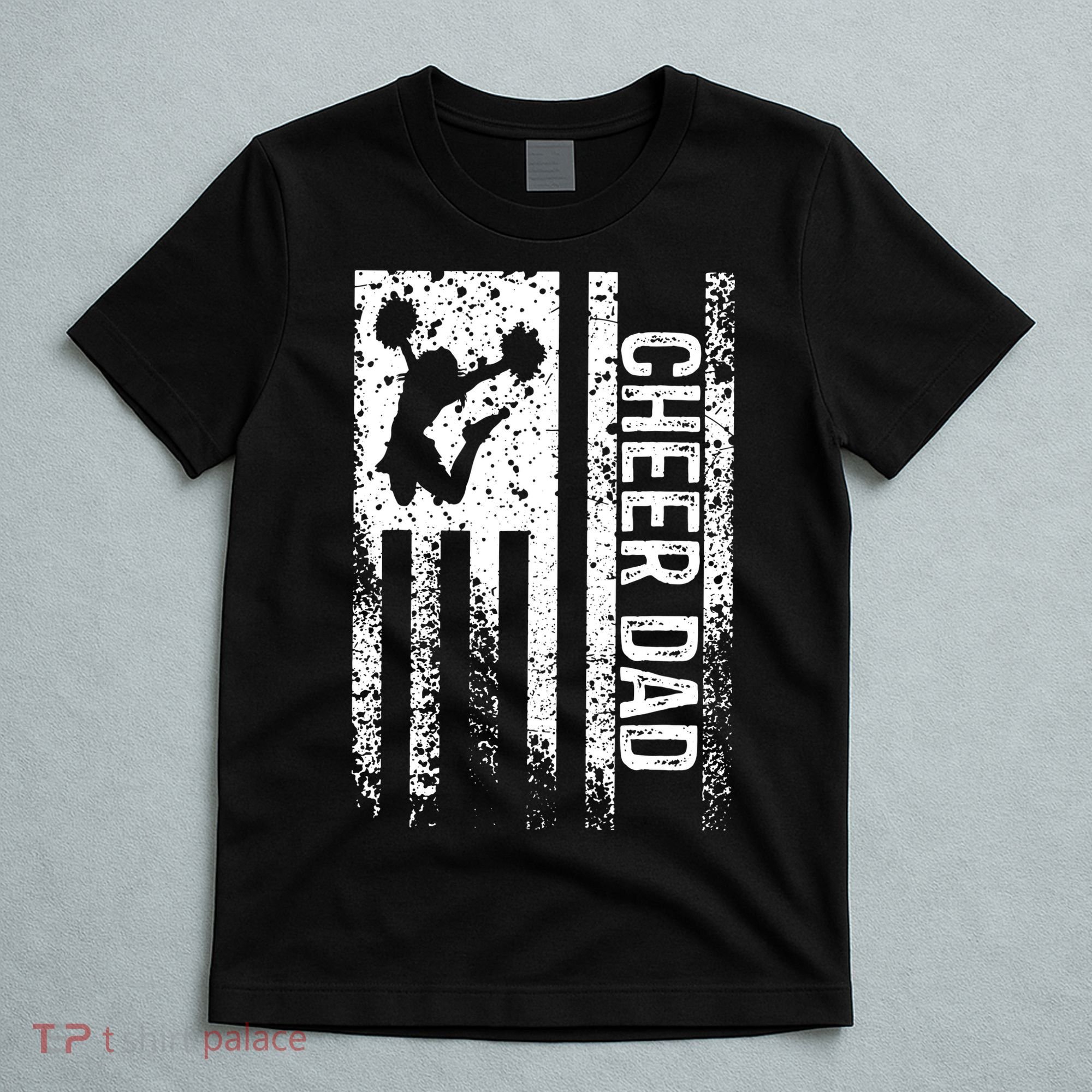 Mens Cheer Dad Vintage American Flag Father Cheerleader Squad T-Shirt