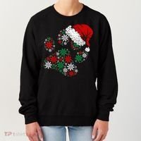 Merry Christmas Dog Paws Lights Santa hat Snowflake Xmas Women's Sweatshirt thumb 0