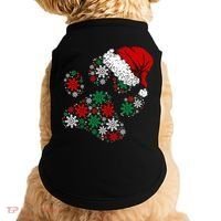 Merry Christmas Dog Paws Lights Santa hat Snowflake Xmas Doggie Tank thumb 0