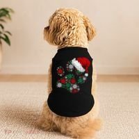 Merry Christmas Dog Paws Lights Santa hat Snowflake Xmas Doggie Tank thumb 2
