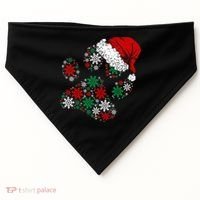 Merry Christmas Dog Paws Lights Santa hat Snowflake Xmas USA-Made Doggie Bandana thumb 0