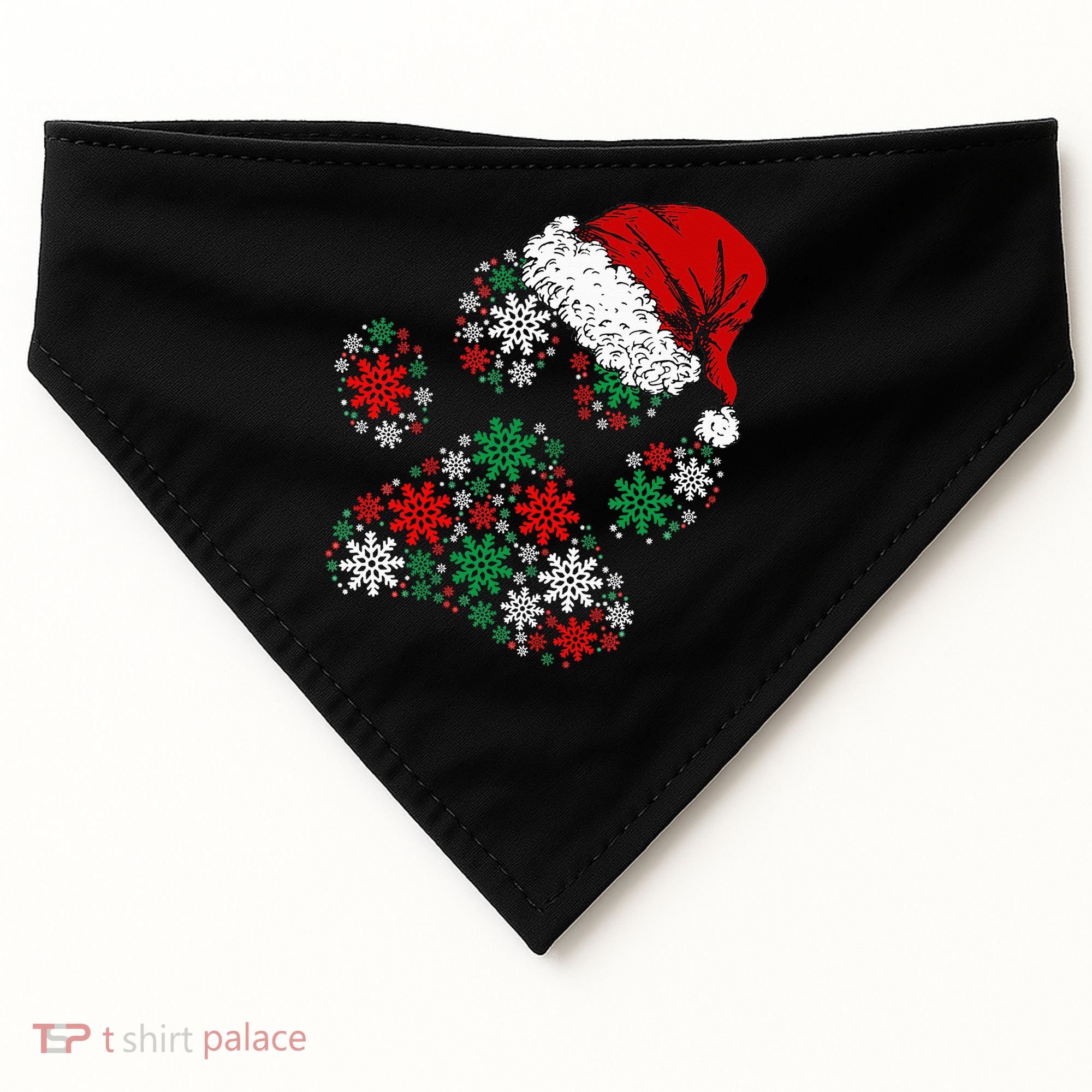 Merry Christmas Dog Paws Lights Santa hat Snowflake Xmas USA-Made Doggie Bandana