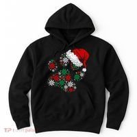 Merry Christmas Dog Paws Lights Santa hat Snowflake Xmas Hoodie thumb 0