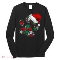 Merry Christmas Dog Paws Lights Santa hat Snowflake Xmas Long Sleeve Shirt thumb 0