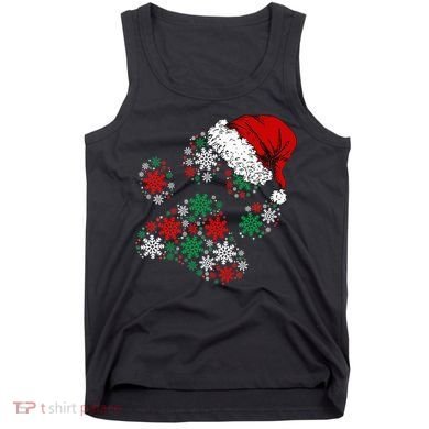 Merry Christmas Dog Paws Lights Santa hat Snowflake Xmas Tank Top