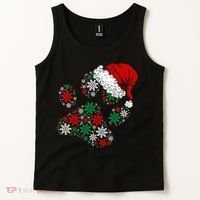 Merry Christmas Dog Paws Lights Santa hat Snowflake Xmas Tank Top thumb 2