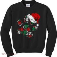 Merry Christmas Dog Paws Lights Santa hat Snowflake Xmas Kids Sweatshirt thumb 0