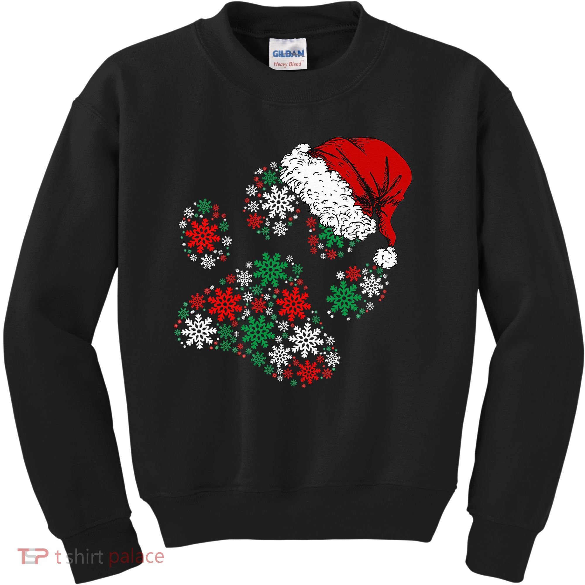 Merry Christmas Dog Paws Lights Santa hat Snowflake Xmas Kids Sweatshirt