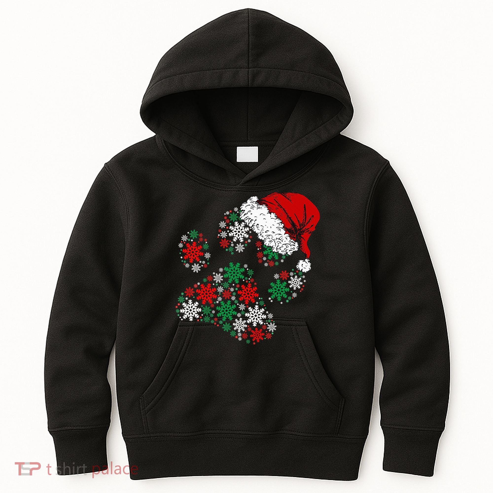 Merry Christmas Dog Paws Lights Santa hat Snowflake Xmas Kids Hoodie
