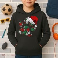 Merry Christmas Dog Paws Lights Santa hat Snowflake Xmas Kids Hoodie thumb 2