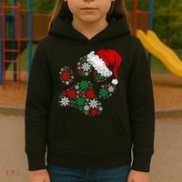 Merry Christmas Dog Paws Lights Santa hat Snowflake Xmas Kids Hoodie thumb 3
