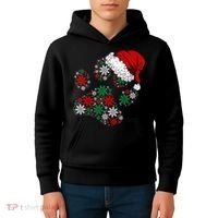 Merry Christmas Dog Paws Lights Santa hat Snowflake Xmas Kids Hoodie thumb 4