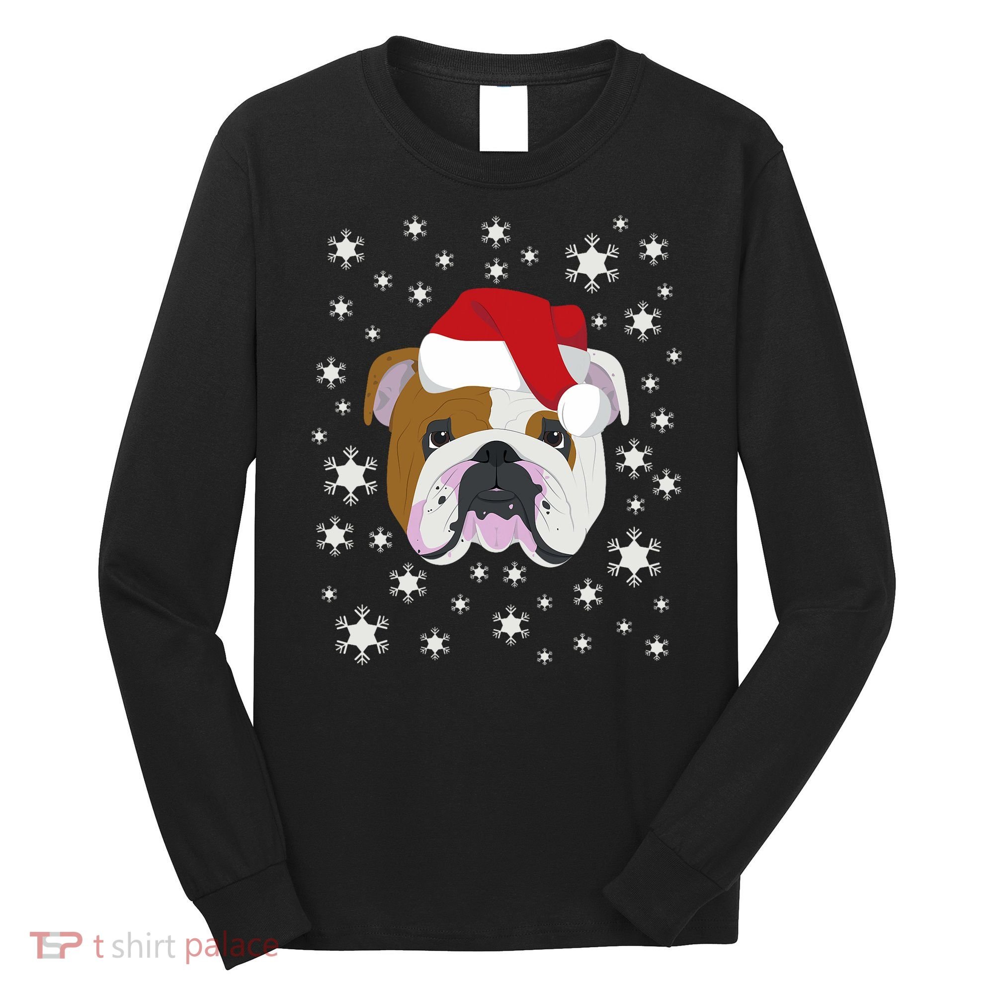 Merry Christmas English Bulldog Ugly Sweater Long Sleeve Shirt