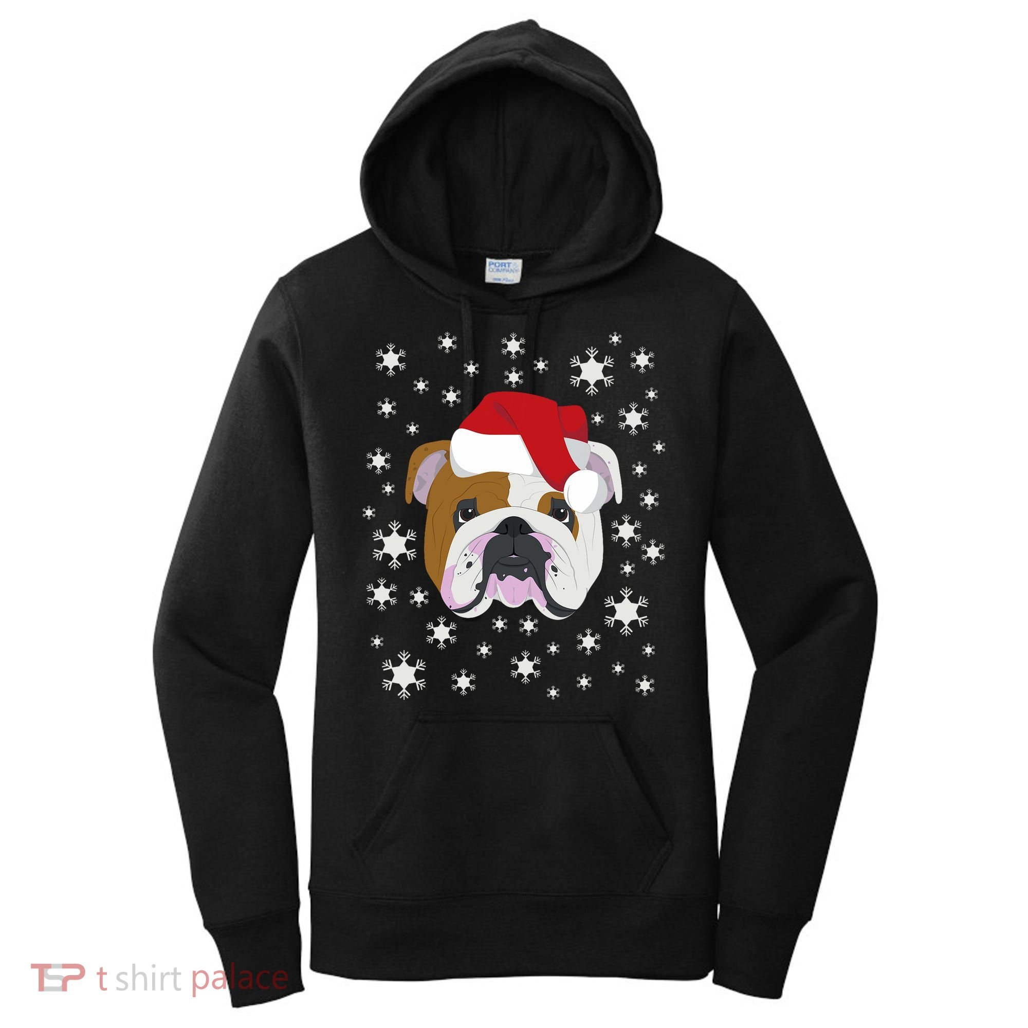 Merry Christmas English Bulldog Ugly Sweater Women's Hoodie